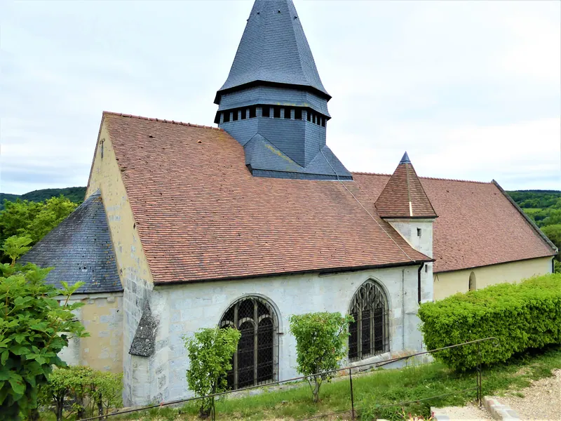 Sainte-Radegonde church in the village of Giverny surrounded by greenery